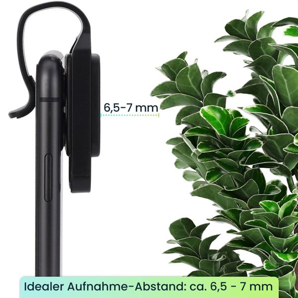 set of 2 microscope attachment lenses for smartphone/tablet 200x: With 6 LEDs for detailed close-ups, 1x white & 1 x black- Discover the micro world