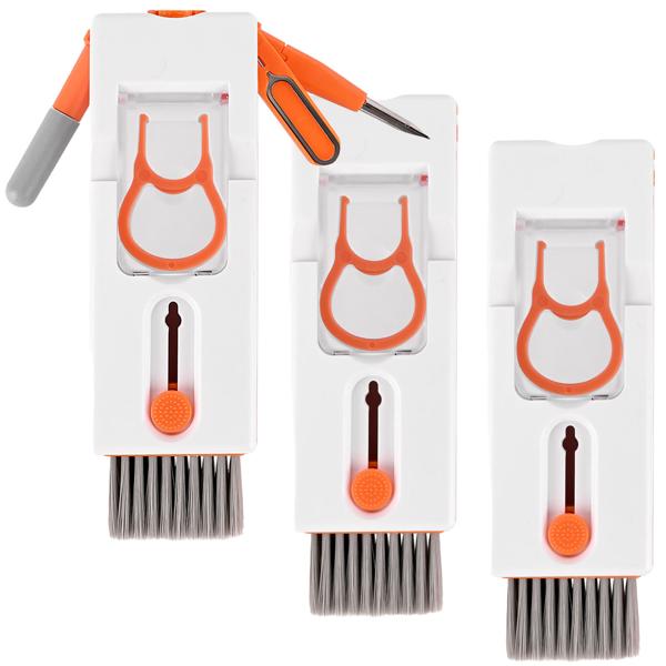 3-piece set 11-in-1 cleaning kit for keyboard, smartphone & headphones – multifunctional cleaning set with metal tip, brushes & lens cleaner