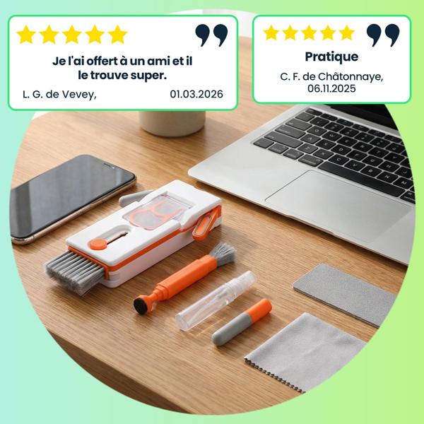 3 kits de nettoyage 11 en 1 pour clavier, smartphone, écouteurs – sets multifonctions avec pointe métallique, brosses et nettoyeur pour optique