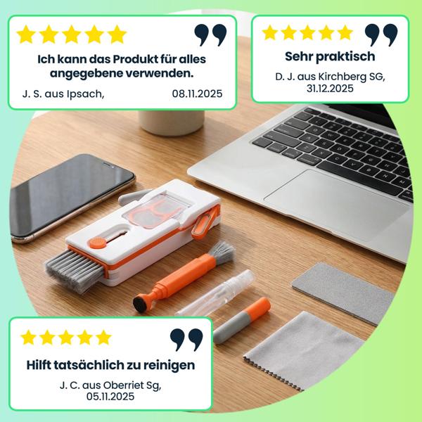3er-Set 11-in-1 Reinigungsset für Tastatur, Smartphone & Kopfhörer – Multifunktionelles Reinigungs-Set mit Metallspitze, Bürsten & Linsen Reiniger