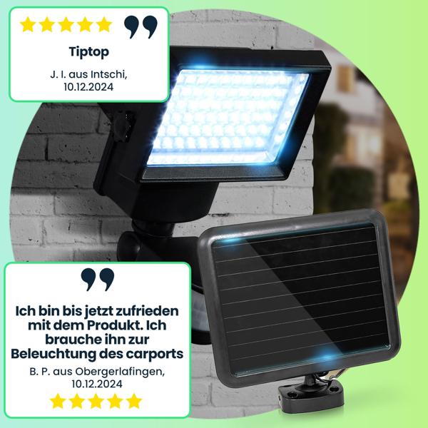2er-Set LED-Wand-Fluter mit Solarpanel und Bewegungssensor, 600 Lumen, 12 W