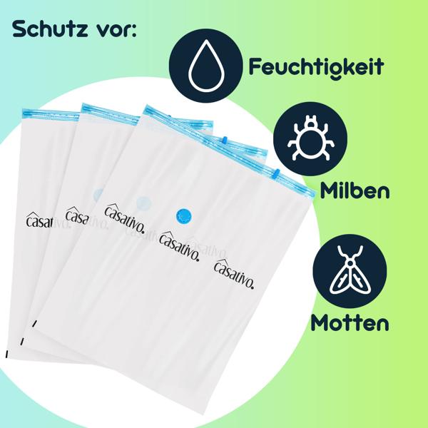 3er-Set Vakuumbeutel, Kompression mit Staubsauger (+3 Gratis)