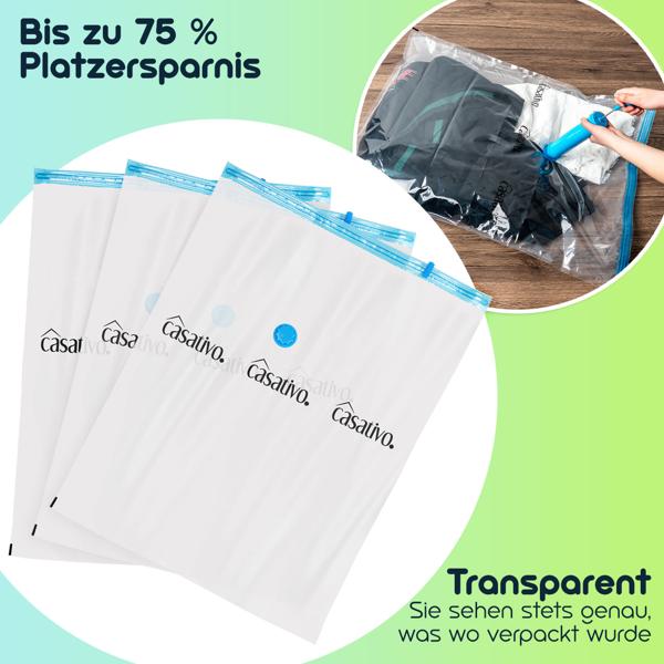 3er-Set Vakuumbeutel, Kompression mit Staubsauger (+3 Gratis)