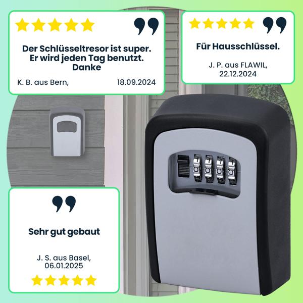 3er-Set Mini Schlüssel-Safe mit Zahlenschloss für drinnen und draussen