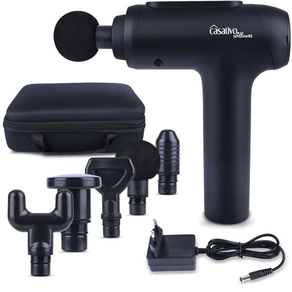 Professional massage gun, massage gun, 6 heads, 20 intensity levels, battery-operated for thighs, abdomen, shoulders, neck and back