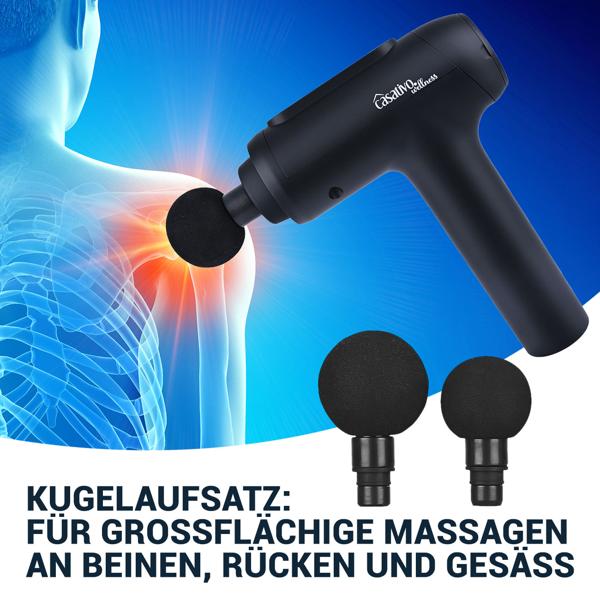Professional massage gun, massage gun, 6 heads, 20 intensity levels, battery-operated for thighs, abdomen, shoulders, neck and back