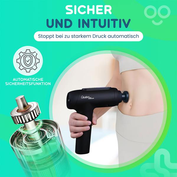 Professional massage gun, massage gun, 6 heads, 20 intensity levels, battery-operated for thighs, abdomen, shoulders, neck and back
