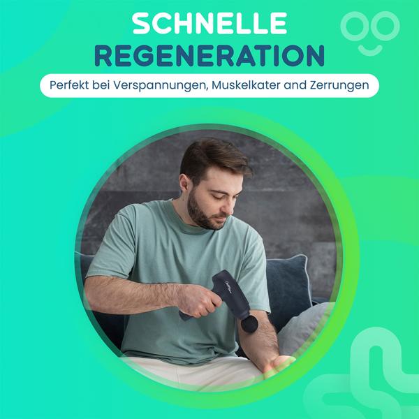 Professional massage gun, massage gun, 6 heads, 20 intensity levels, battery-operated for thighs, abdomen, shoulders, neck and back