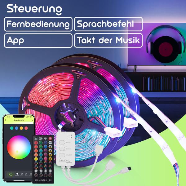 WLAN-RGB-LED Streifen mit App- und Sound-Steuerung, 10 m