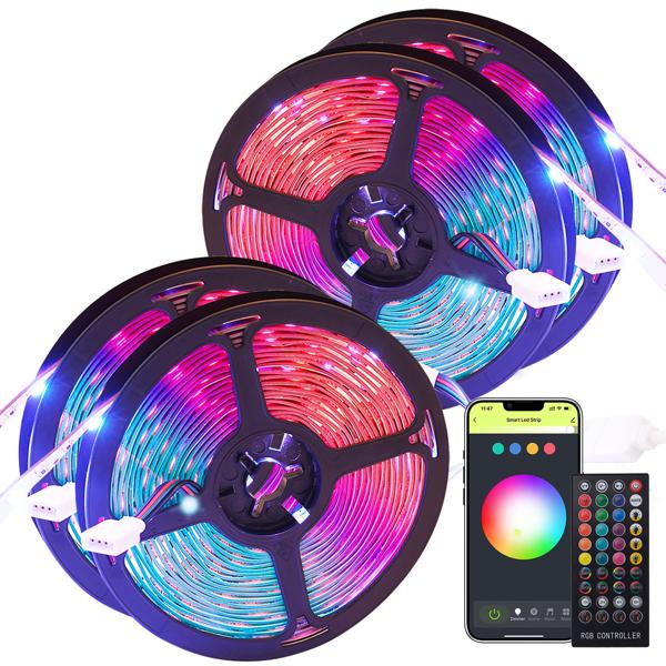 Set di 2 strisce LED RGB WiFi con controllo via app e suono, 10 m