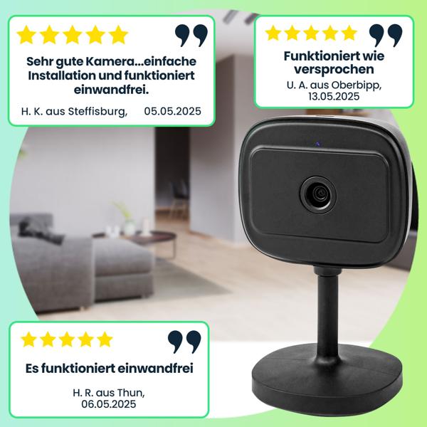 Full-HD WLAN IP-Kamera (Innen, schwarz) - SmartLife, Nachtsicht, PIR-Sensor, 2-Wege-Audio, App - Überwachung mit Komfort