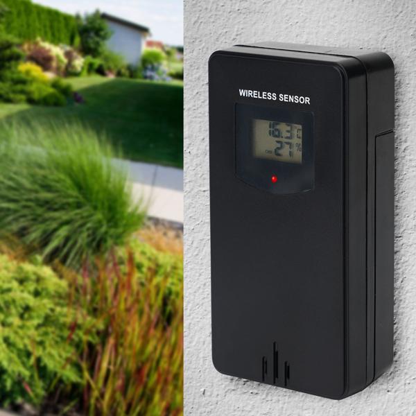 Professional wireless weather station with XL display and 3 wireless sensors, wireless alarm clock