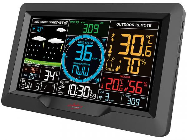 WLAN weather station set with XL color display, outdoor sensor, app, alarm clock