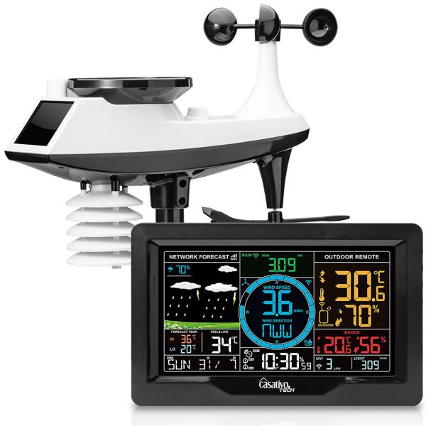 WLAN weather station set with XL color display, outdoor sensor, app, alarm clock