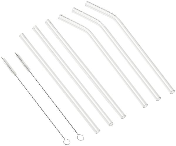 6 pailles en verre borosilicate avec brosses de nettoyage