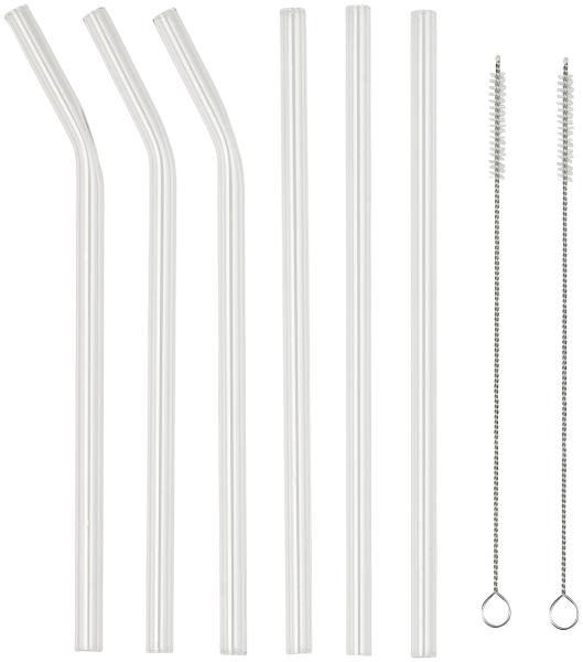 6 pailles en verre borosilicate avec brosses de nettoyage