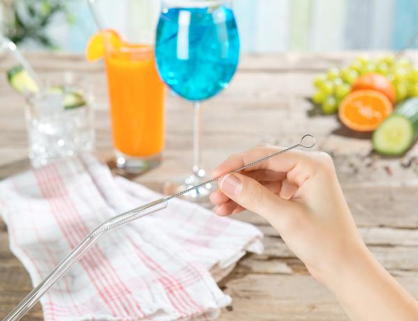 6 pailles en verre borosilicate avec brosses de nettoyage