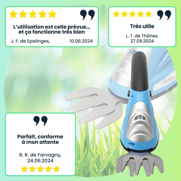 Cisaille sans fil 2-en-1 taille-herbe et sculpte-haie – 1100 tr/min, lames interchangeables, écran batterie, manche ergonomique