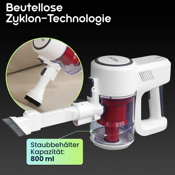 Leistungsstarker 2in1 Zyklon Staubsauger 500W (15kPa): Hand- & Bodensauger mit HEPA-Filter. 800ml Behälter, 4,9m Kabel - Für Allergiker & Reinigung