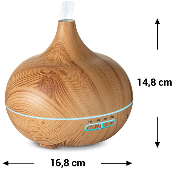 Diffusore di aromi e umidificatore, aspetto legno, cambia colori a LED, 300 ml