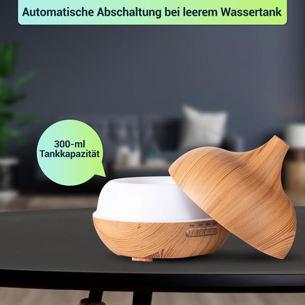 Aroma-Diffuser in Holzoptik mit LED-Beleuchtung in 7 Farben & Timer