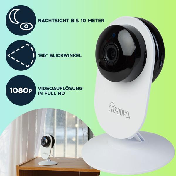 Hochauflösende Full-HD-IP-Überwachungskamera mit, Nachtsicht. Bewegungserkennung & Zwei-Wege-Audio, Überwachung für Ihr Zuhause & Büro