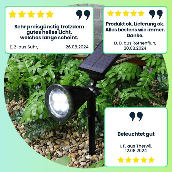 LED-Spot, solarbetrieben, mit Erdspiess, 200 Lumen, IP44
