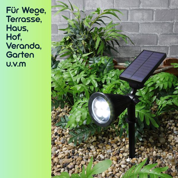 LED-Spot, solarbetrieben, mit Erdspiess, 200 Lumen, IP44