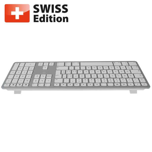 High-quality wireless keyboard - CH Edition aluminum: Wireless Bluetooth Switzerland QWERTY keyboard - compatible with Mac, Macbook, iPad, notebook & desktop PC