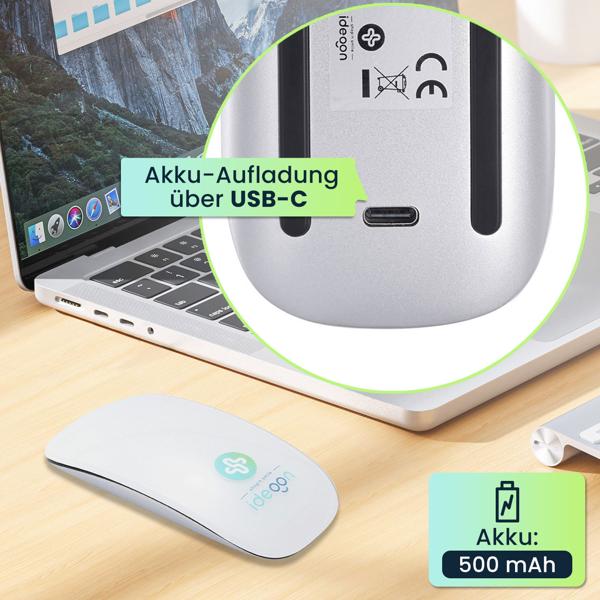 Ultraschlanke und edle Bluetooth-Maus mit Akku: Kabellos & präzise – kompatibel zu Mac, Macbook, iPad, Notebook und Desktop PC