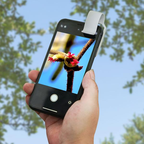 Microscope attachment lens for smartphone/tablet 200x: With 6 LEDs for detailed close-ups, white - Discover the micro world