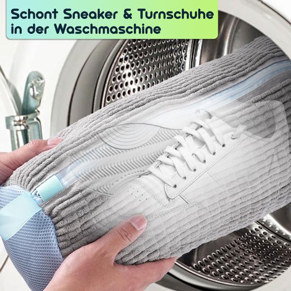 Schuhwaschbeutel mit Reinigungsfasern: Schont Sneaker & Turnschuhe in der Waschmaschine, Effektive Reinigung & Schutz - strahlend saubere Schuhe