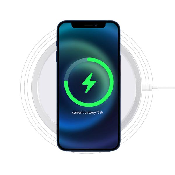 Stazione di ricarica wireless, compatibile con Magsafe, 15 W: ricarica rapida e sicura, compatibile con Qi, design sottile per iPhone e altri smartphone