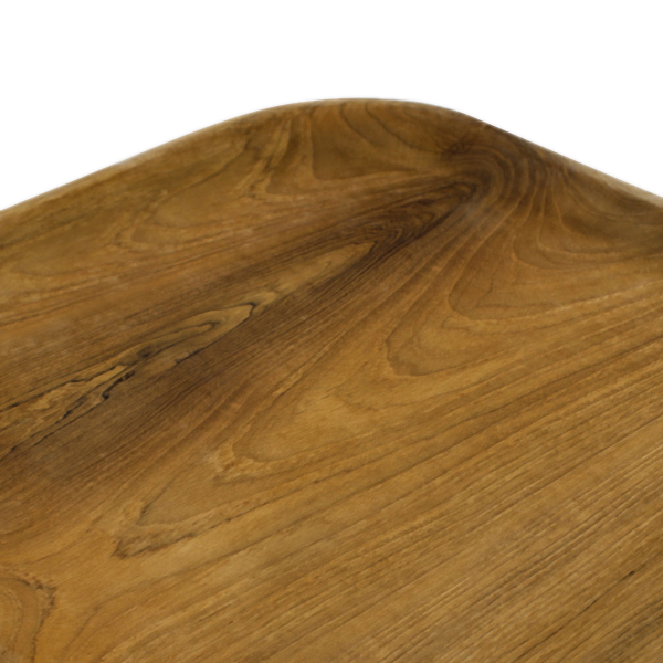 Large teak bowl, flat and square, 30 x 30cm