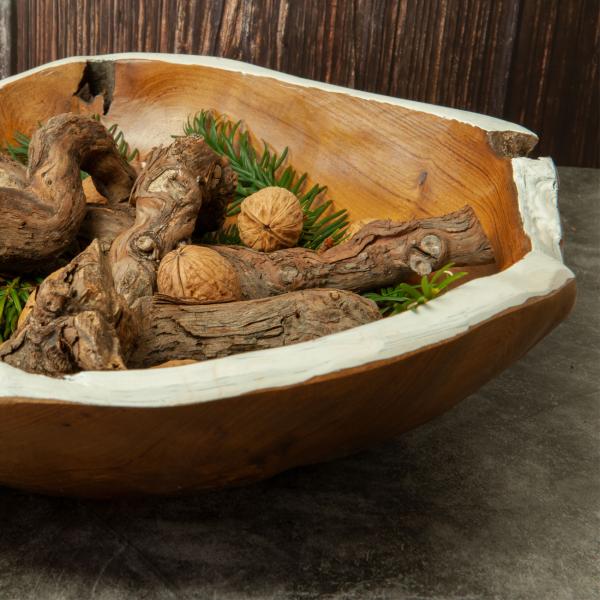 Extravagant round teak bowls set of 3, various sizes