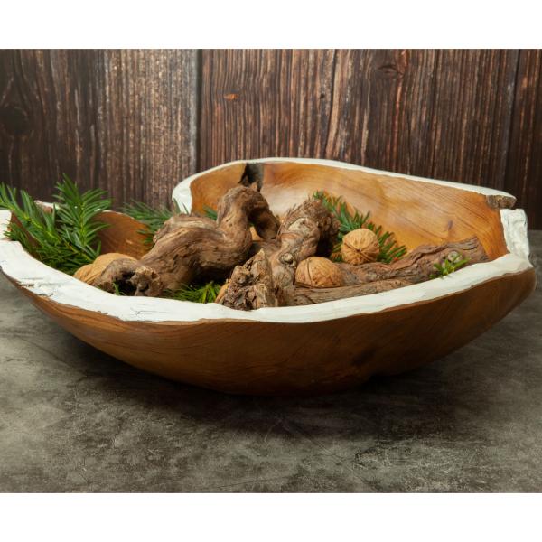 Extravagant round teak bowls set of 3, various sizes