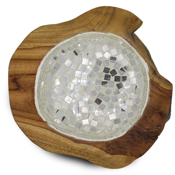 Teak wood bowl with mirror finish – Handcrafted, modern & durable – For decoration, snacks & gifts – 30 x 30 x 15 cm – Unique piece