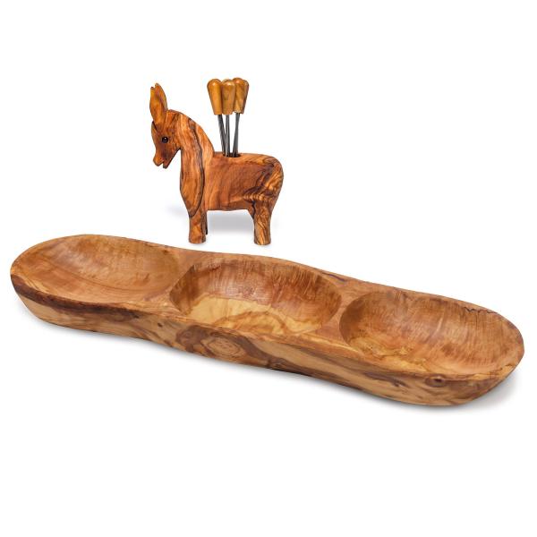 Nibble set donkey, olive wood, 8 pieces