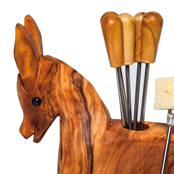Nibble set donkey, olive wood, 8 pieces
