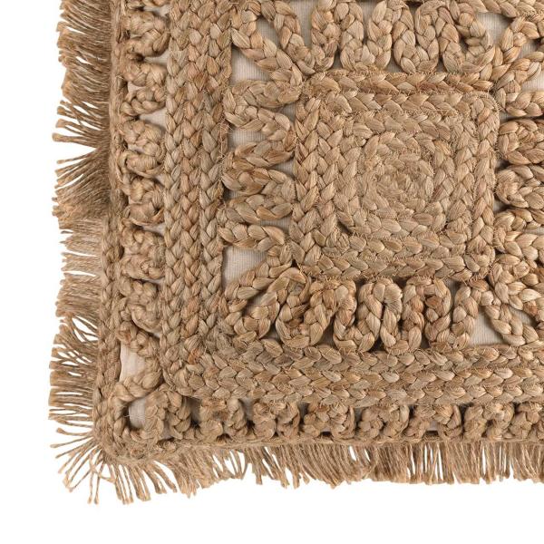 set di 2 copricuscini in juta e cotone, con frange, marrone, 45 x 45 cm