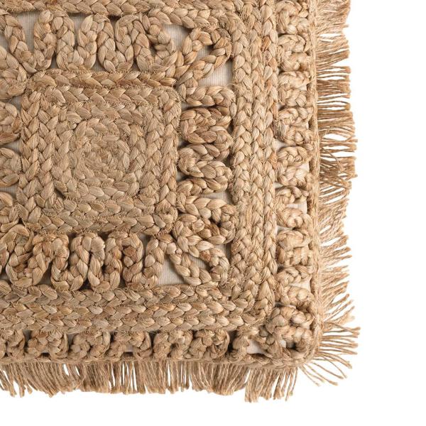set di 2 copricuscini in juta e cotone, con frange, marrone, 45 x 45 cm