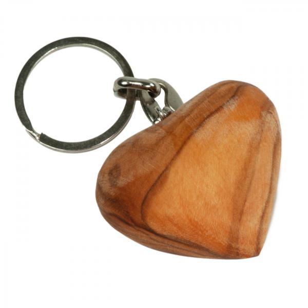 set of 3 keychains dolphin, owl and heart, made of olive wood, brown, 5 x 5 cm
