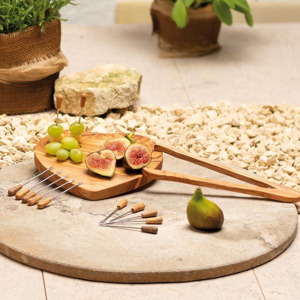 Planche en bois en forme de cœur, 20 x 21 x 2 cm, bois d’olivier