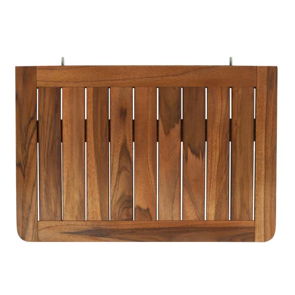 Folding teak balcony table, attaches to railings, 60 x 40 x 1.5 cm
