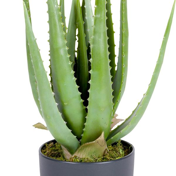 Artificial aloe vera plant in black plastic pot, height 45 cm