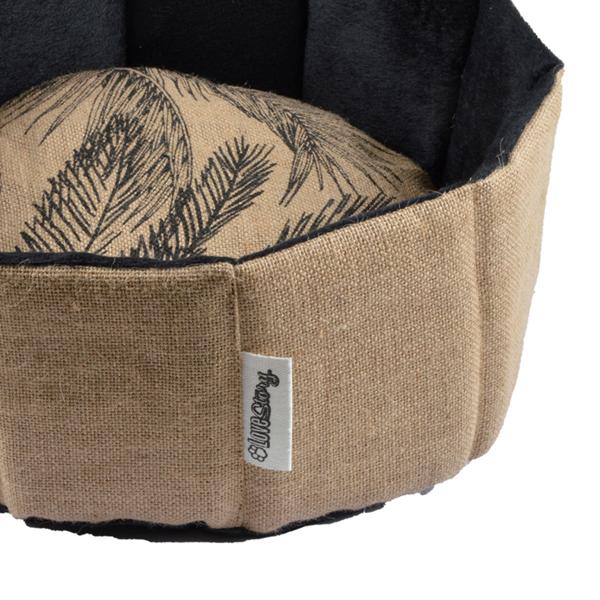 Cestino rotondo per animali domestici, iuta e poliestere, nero, marrone, 38 x 16 cm