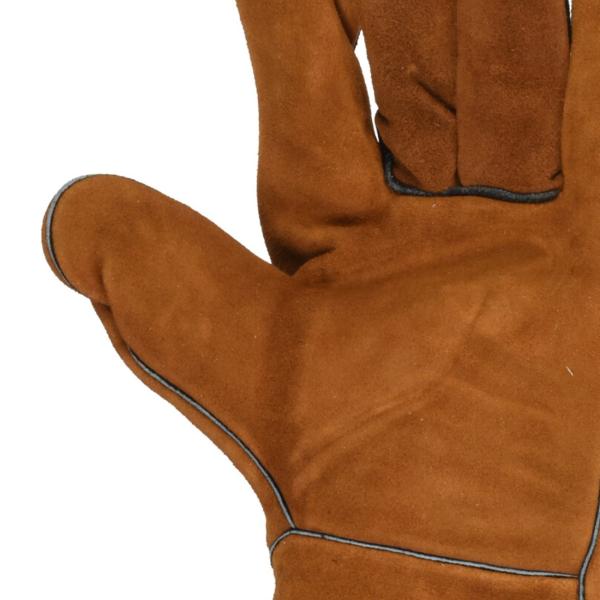 Grillhandschuhe aus 100% Leder - Hitzebeständig - Ofenhandschuhe Kaminhandschuhe - Senfgelb, XL, 34x15cm - Für Herren & Frauen - EN 407