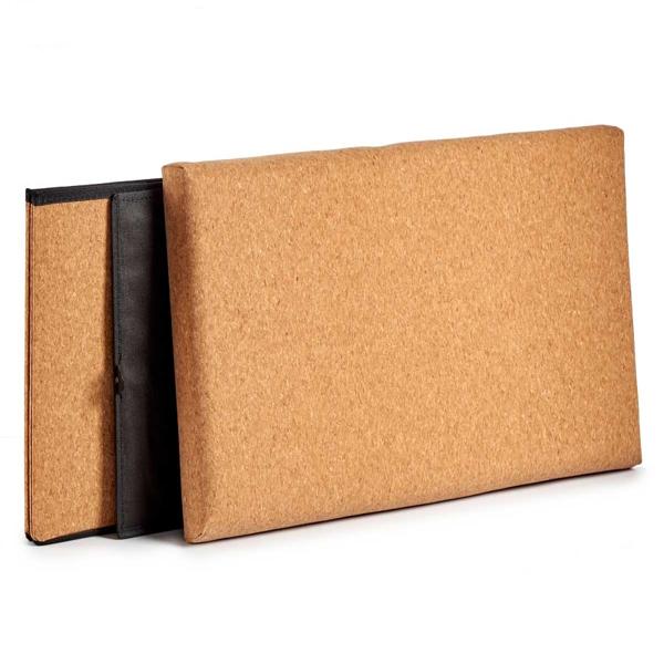 Foldable cork storage box – decorative box with lid & 2 compartments for more order & space – brown, 36 × 36 × 72 cm – stylish decoration