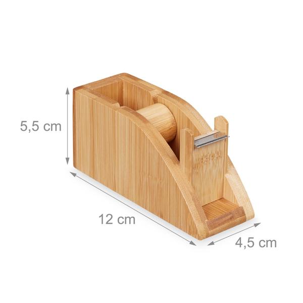 Bamboo desk tape dispenser with a practical tearing edge.