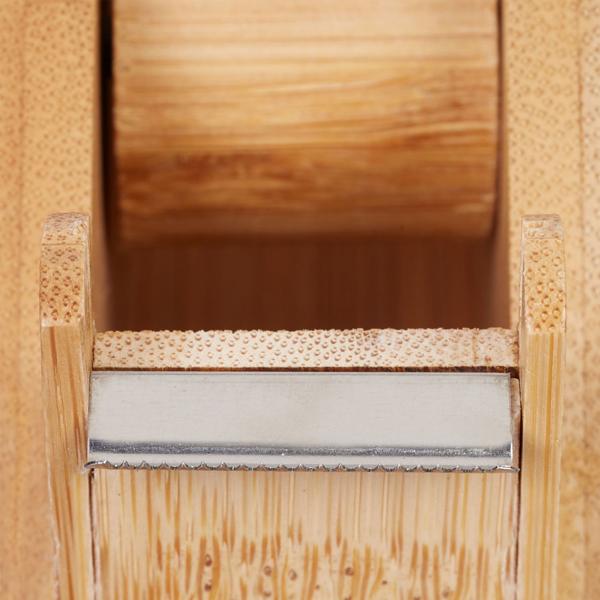 Bamboo desk tape dispenser with a practical tearing edge.
